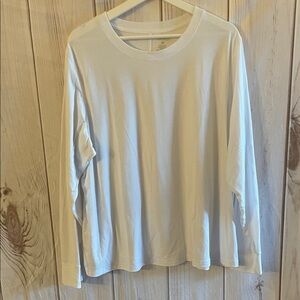 Tek Gear White Long Sleeve Tee Plus Size 2X Active Lightweight Cuffed Sleeves